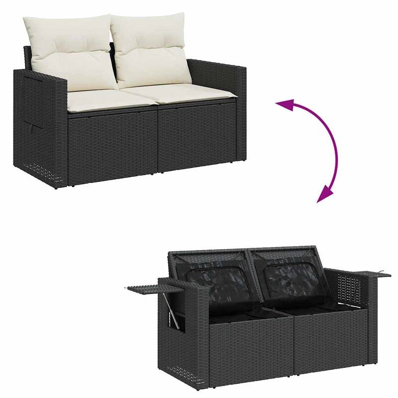 vidaXL Patio Sofa Set with Cushions Table and Sofa Sections 10 Piece Poly Rattan - 21.7 x 39.4 x 28.7