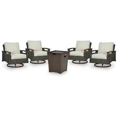 Signature Design by Ashley Rodeway South Brown 5-Piece Outdoor Package - 32"W x 37"D x 37"H