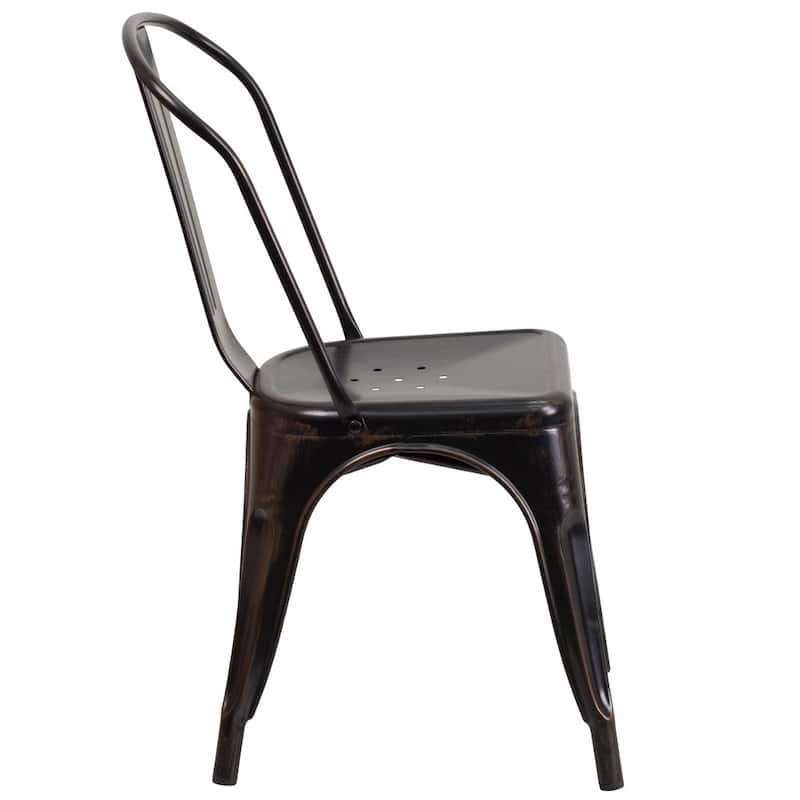 Metal Indoor/ Outdoor Stackable Bistro Chair (Set of 4)