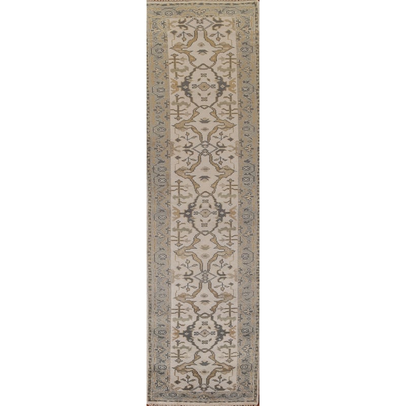 Floral Oushak Oriental Runner Rug Handmade Wool Carpet - 2'5"x 11'6"