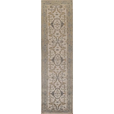 Floral Oushak Oriental Runner Rug Handmade Wool Carpet - 2'5"x 11'6"
