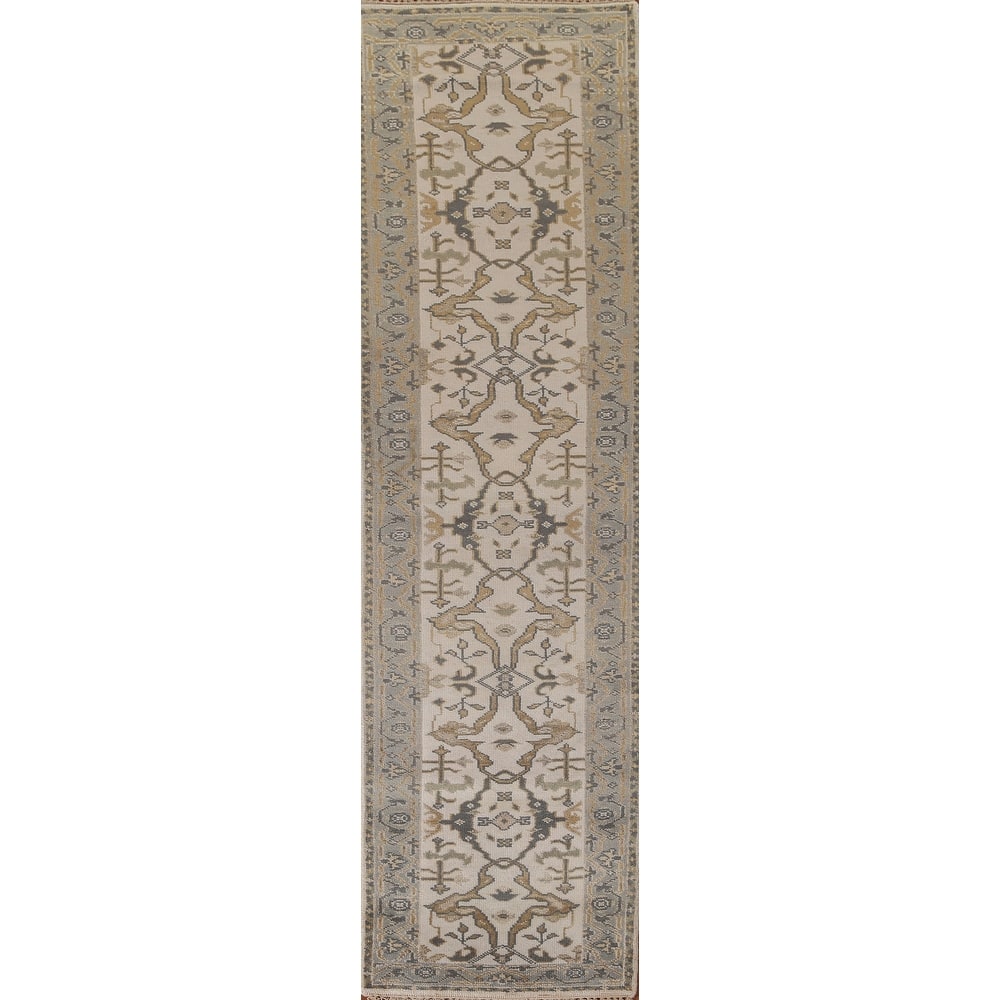 Floral Oushak Oriental Runner Rug Handmade Wool Carpet - 2'5"x 11'6"