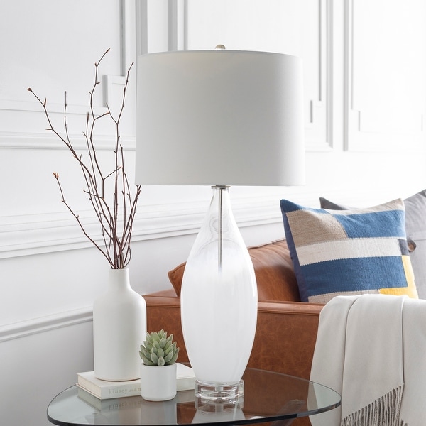 Debi Painted Glass 28-inch Mid-Century Table Lamp - 13.5" x 13.5" x 28". Opens flyout.