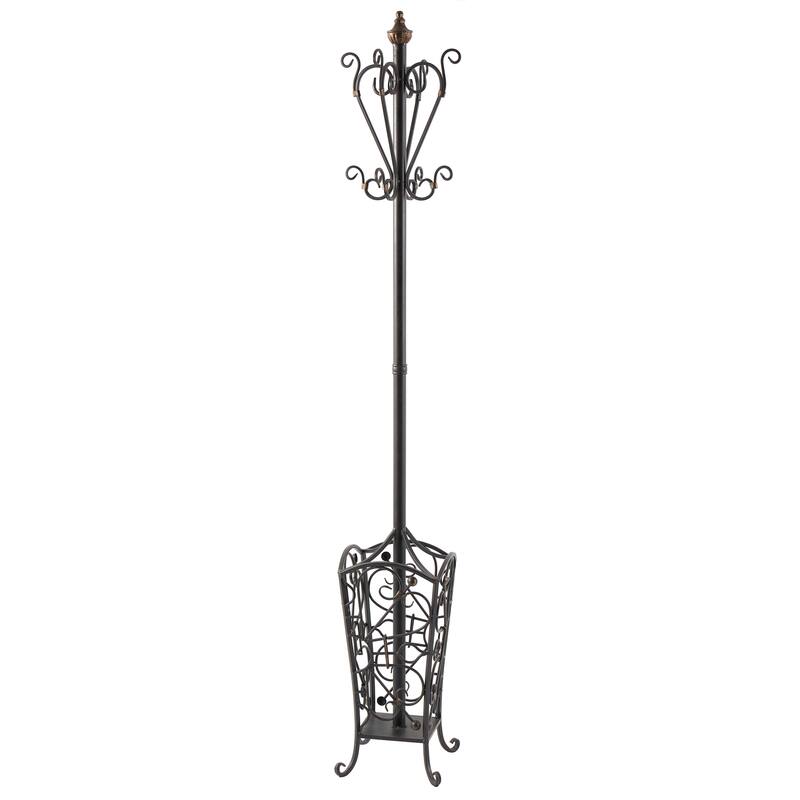 Black Metal Vintage Style Coat Rack with Scroll Designs