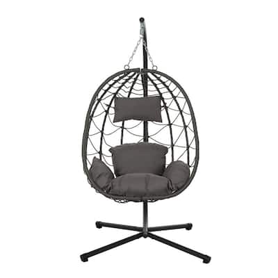 Hanging Egg Chair with Stand - Rattan Swing for Patio & Home