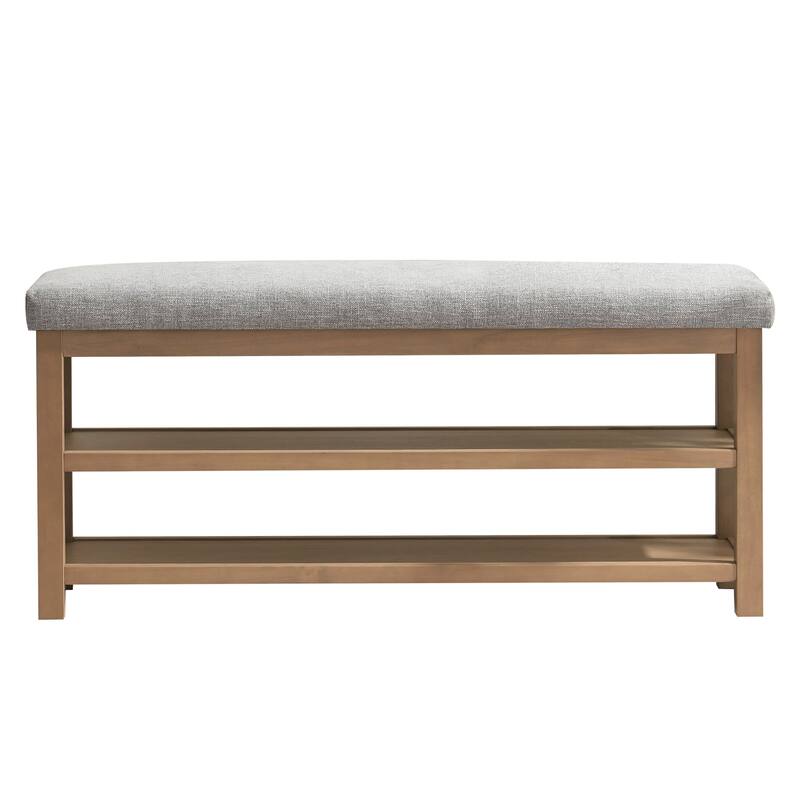 HUIMO Multi-Functional Solid Wood Bench with Storage Shelves 46in/39in