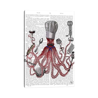 iCanvas "Octopus, Fabulous French Chef" by Fab Funky Canvas Print