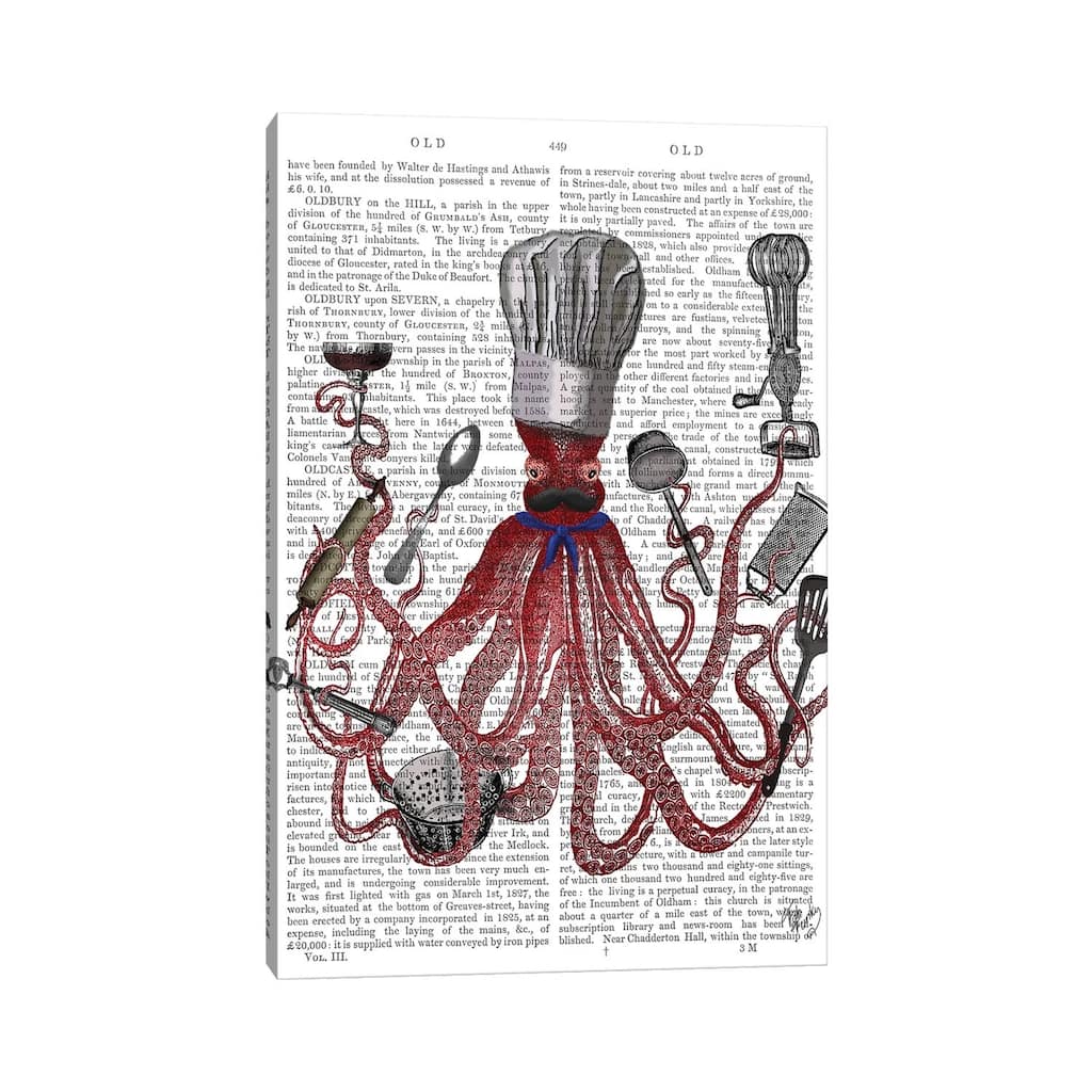 iCanvas "Octopus, Fabulous French Chef" by Fab Funky Canvas Print