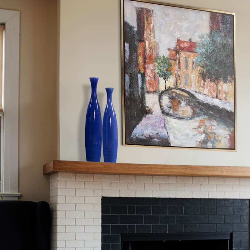 Allan Andrews Cobalt Blue Glaze Ceramic Vases - Set of 2