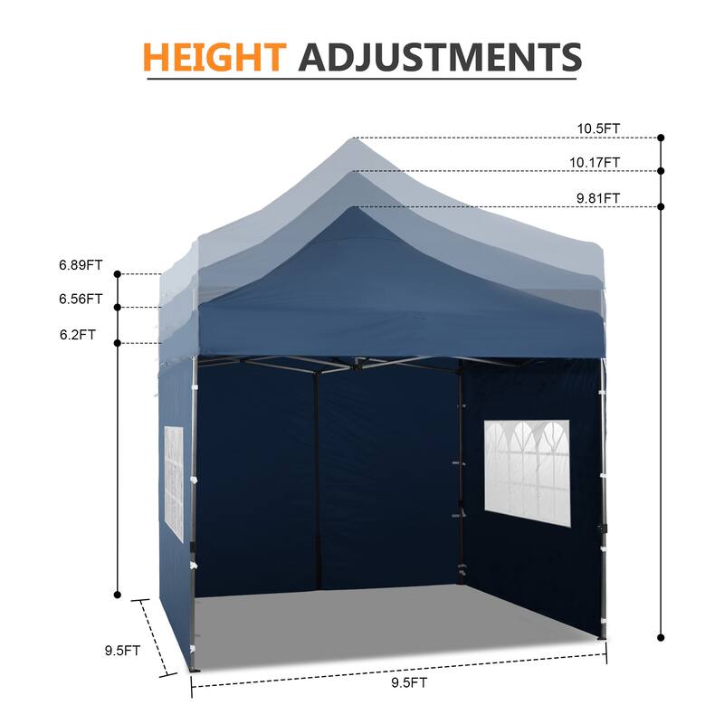 Aoodor 10' x 10' Pop Up Canopy with Church Windows Sidewalls - 10x10ft