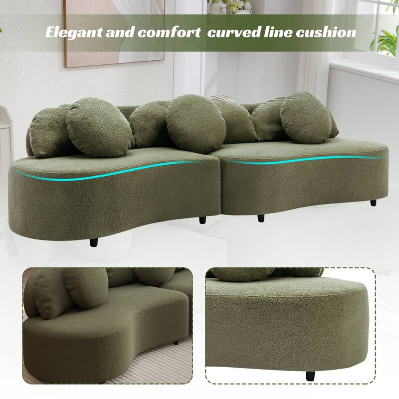 103.5" Lamb Velvet Armless Sectional Sofa with 6 Pillows