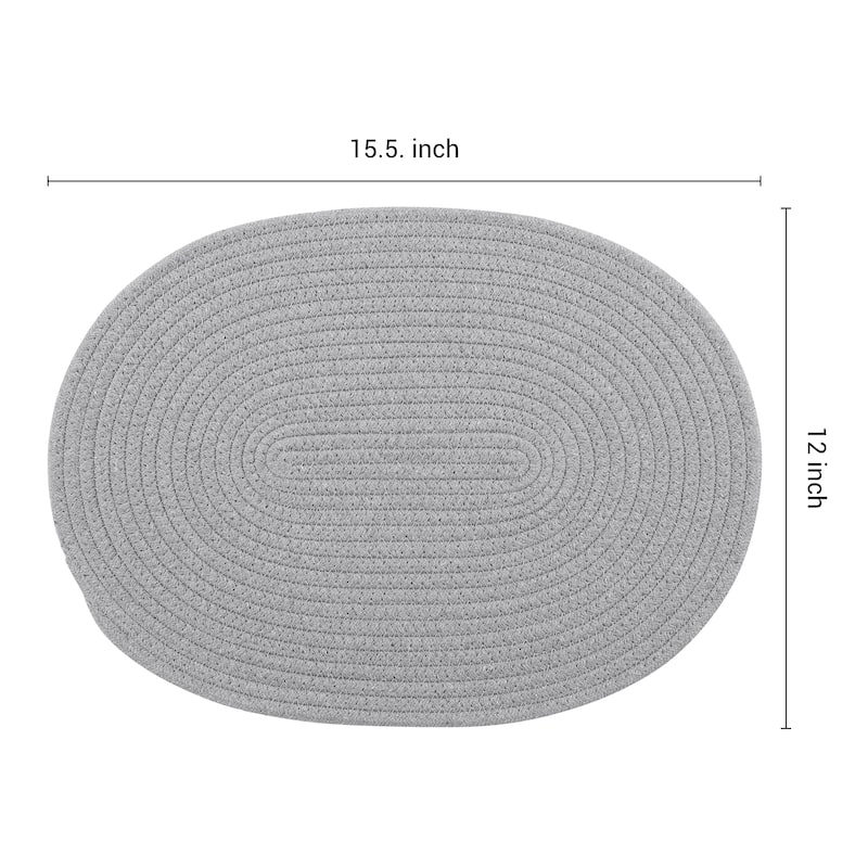 Farmhouse Placemats, 4Pcs Cotton Rope Placemats for Dining Table Decor - 15.5*12in - Light Gray
