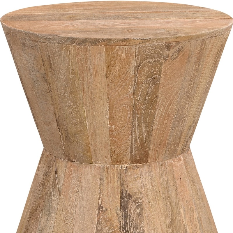 HomeRoots 18" Wood Brown And Brown Wood Solid Wood Round End Table - 16' X '18' X '16