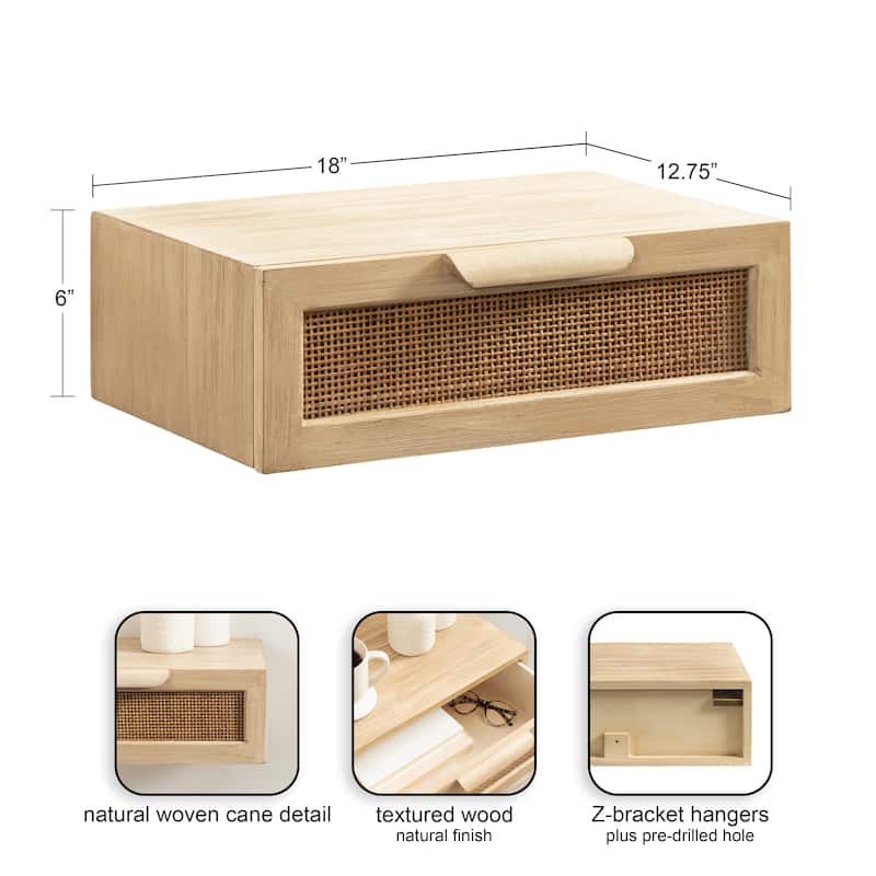 Kate and Laurel Ori Floating Side Table Rattan
