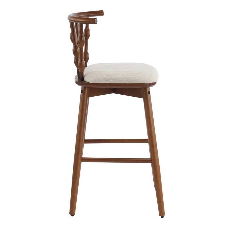 Christopher Knight Home - Leontius Bar Stool with Rubberwood Frame and Hourglass Backrest(Set of 2)