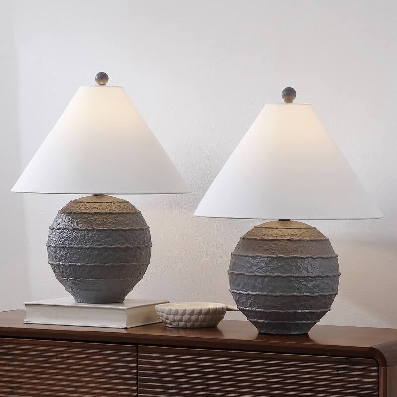 Archer 21" Resin/Metal Ridged LED Table Lamp, (Set of 2), By JONATHAN Y