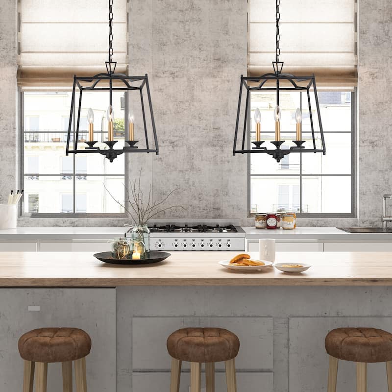 Modern Farmhouse 3-light Lantern Pendant Cage Candle Entryway Foyer Chandelier