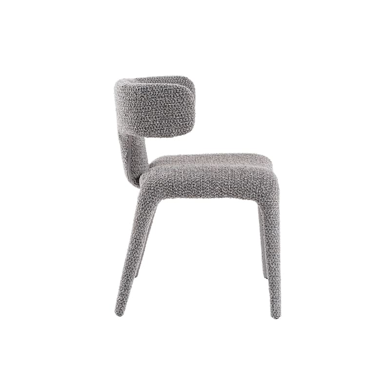 Cid Eve 21 Inch Dining Chair, Curved Wingback, Gray Textured Polyester