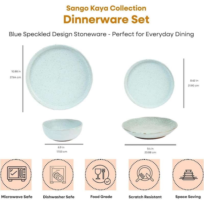 Sango Kaya Blue 16 Piece Stoneware Dinnerware Set, Service for 4