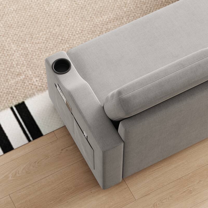 83.5-Inch Convertible Sofa Bed - Stylish Polyester Recliner with Storage for Small Spaces