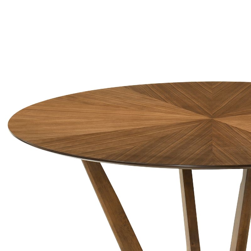Alana Dining Table, Walnut Brown Rubberwood, Black Metal, 54 Inch Round - Walnut Brown, Black