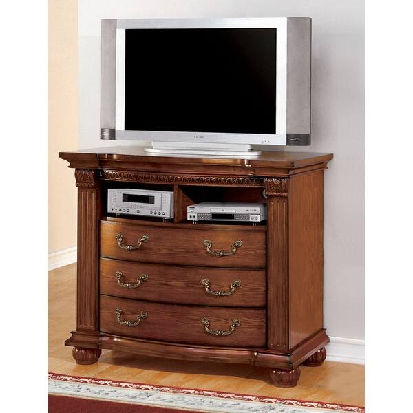 slide 2 of 4, Furniture of America Sern Traditional 47-inch Oak Media Chest
