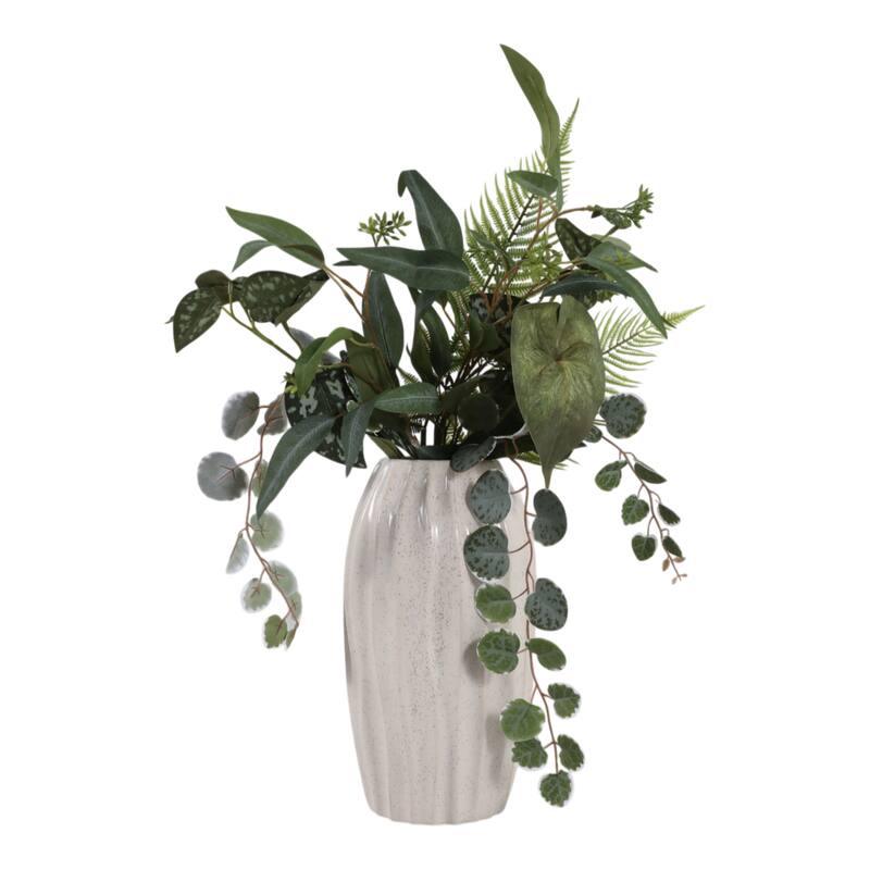 Contemporary Ceramic Sculpted Tall Vase Inspired Design - Ivory