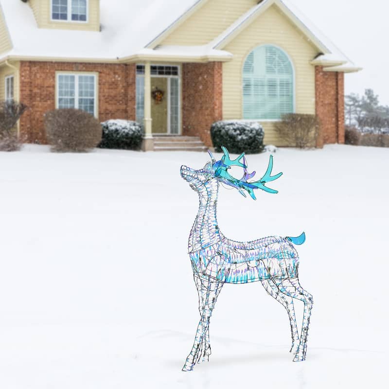National Tree Company 4 ft. Pre-Lit Iridescent Reindeer - White - 4 ft
