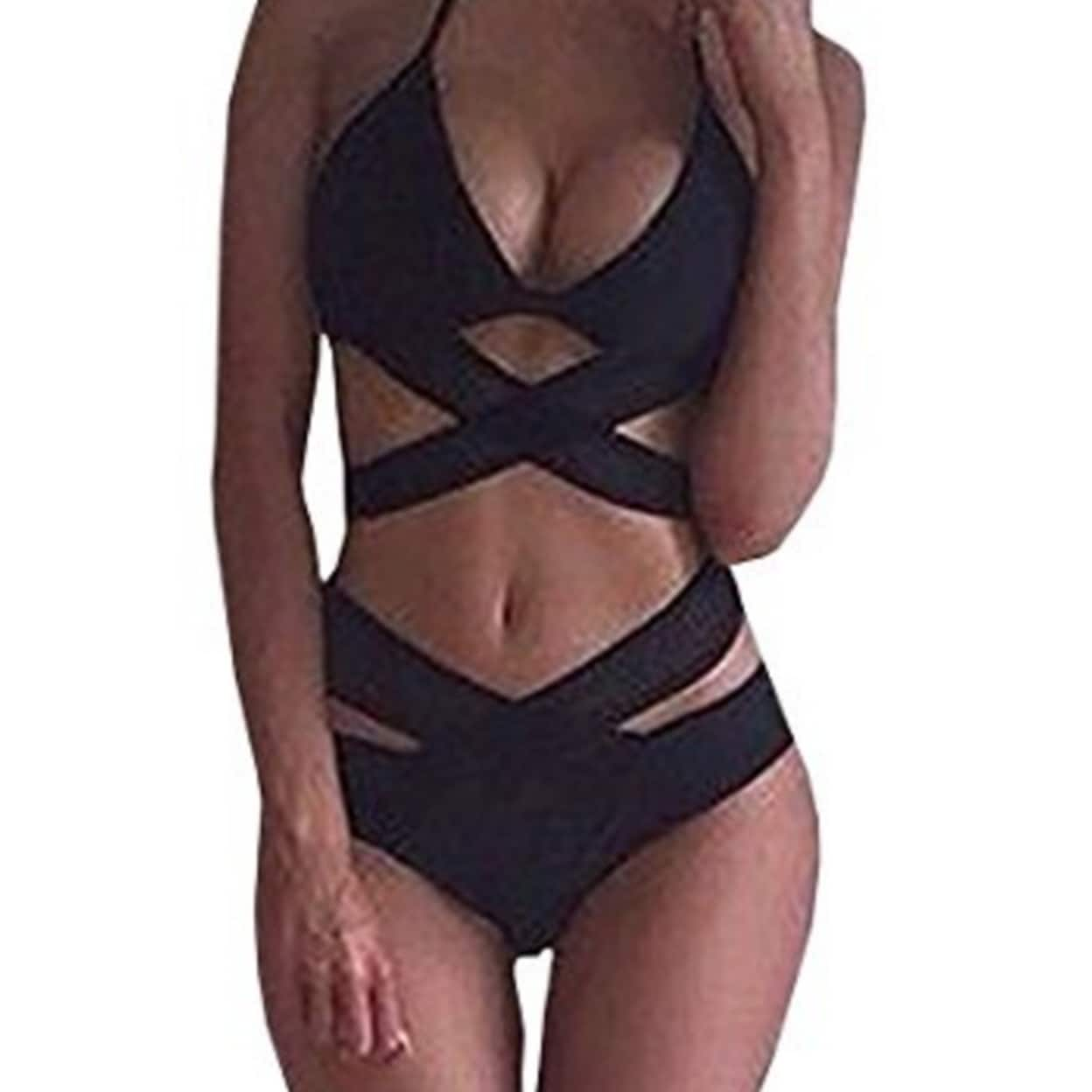 push up cross halter bikini