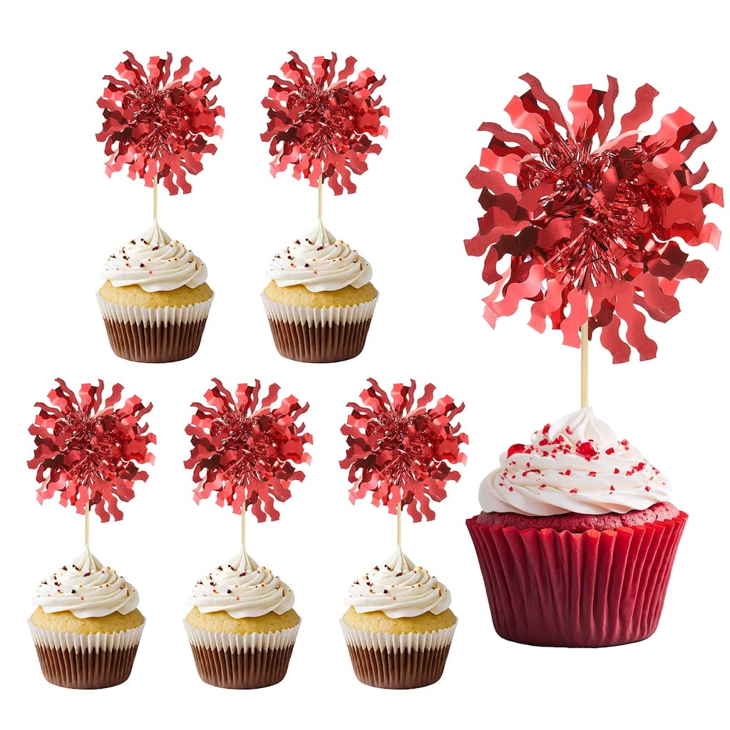 30 Pcs Firework Cupcake Toppers Sparkle Tassel Picks