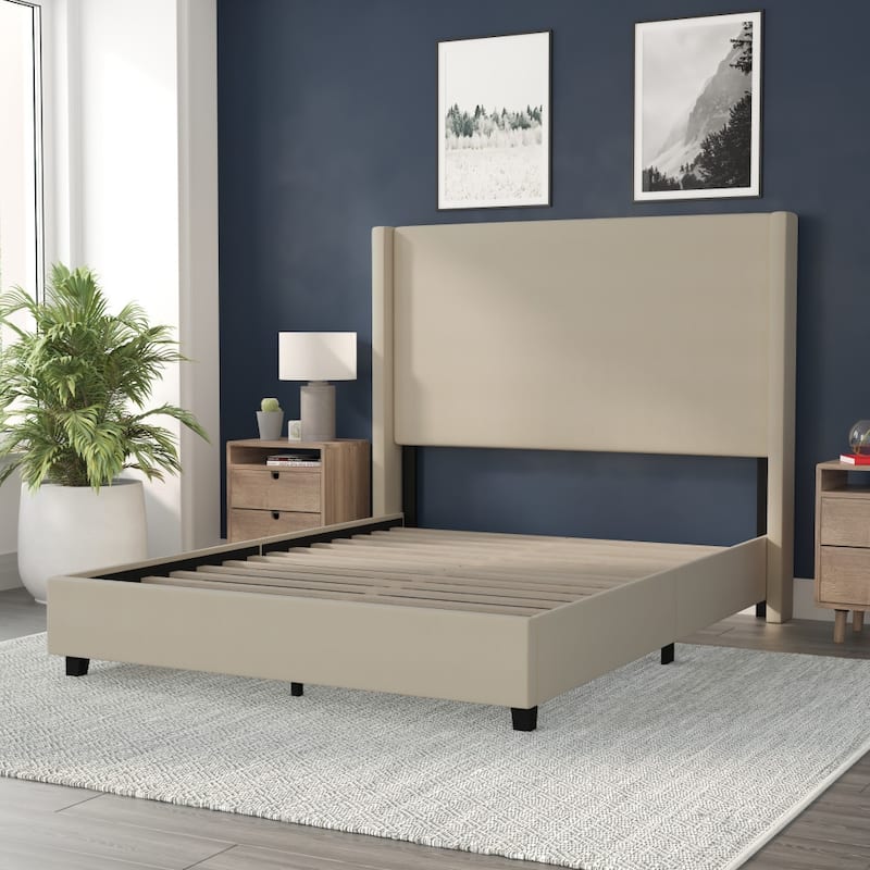 Upholstered Platform Bed with Channel Stitched Headboard