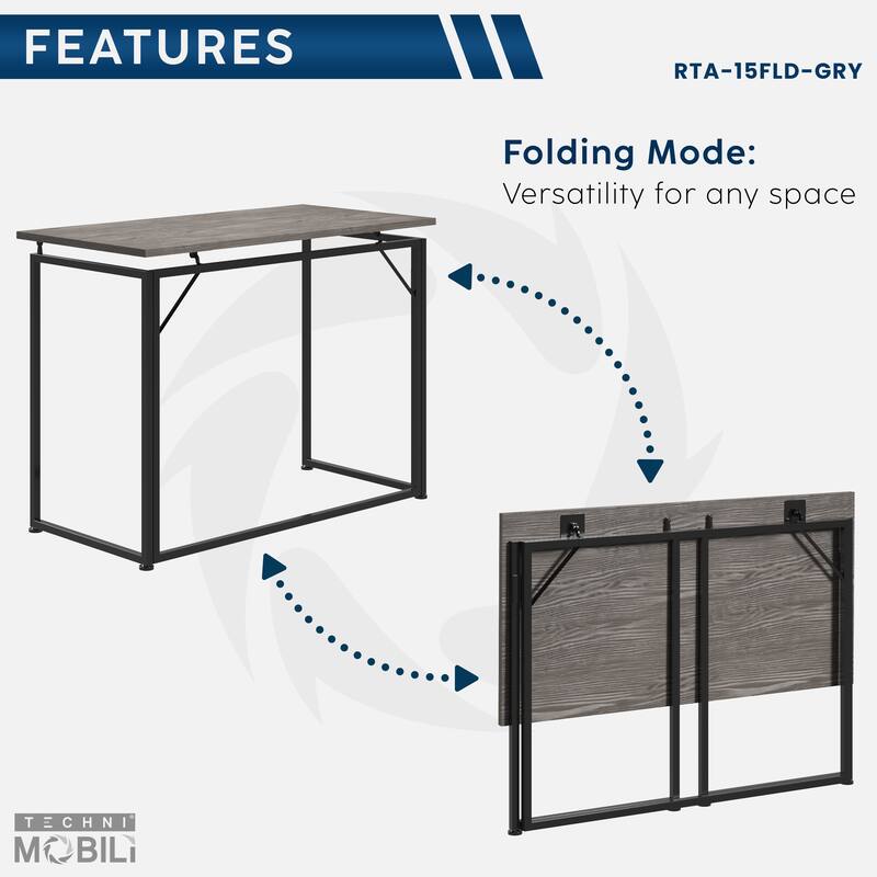 Space-Saving Folding Computer Desk - Convenient, Collapsible Design with Sturdy Steel Legs for Small Rooms