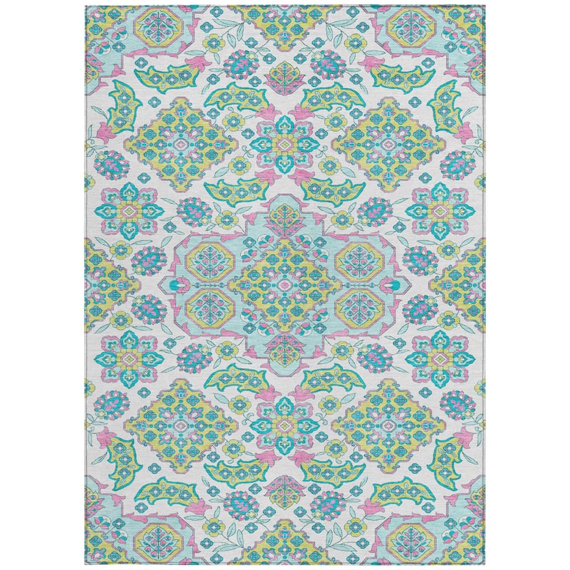 HomeRoots Medallion Traditional Rectangle Outdoor Rug