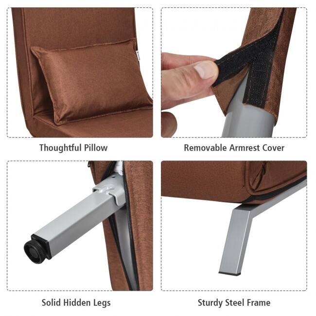 Folding 5 Position Convertible Sleeper Bed Armchair Lounge Couch with Pillow