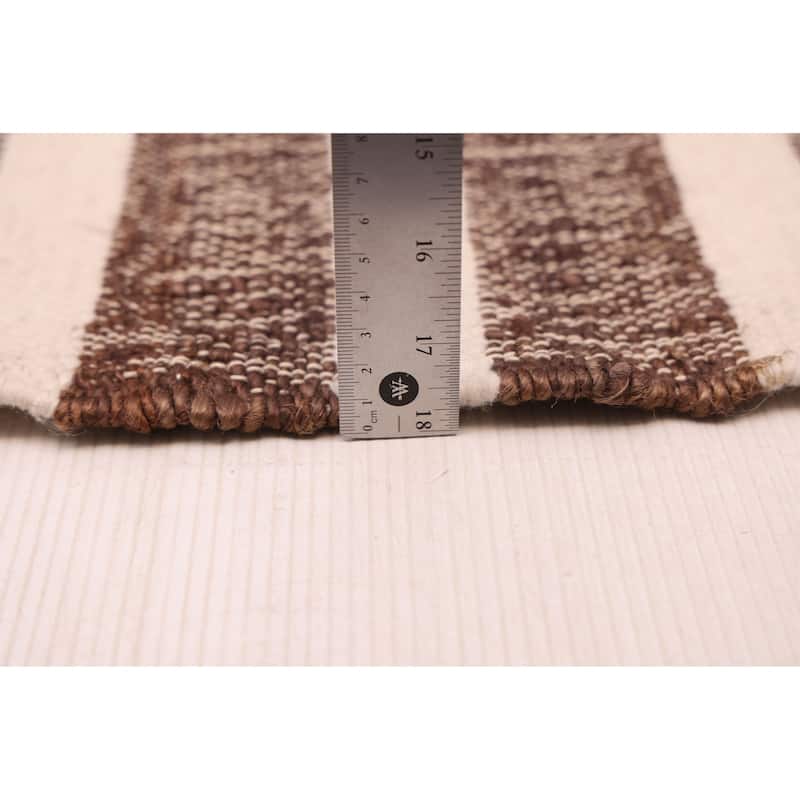 ECARPETGALLERY Flat-Weave Palas Denizli Dark Brown Jute Kilim - 5'9 x 8'4