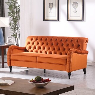 Chesterfield Button Tufted Upholstered 3 Seater Couch, Velvet Sofa with ...