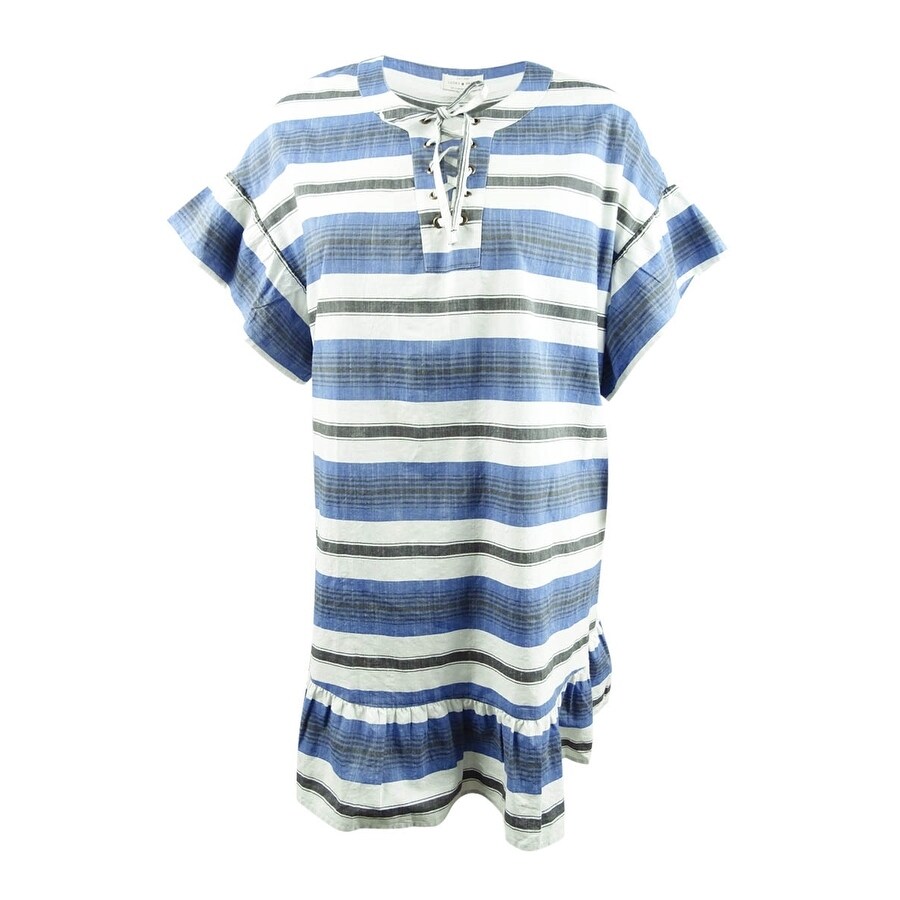 Shop Lucky Brand Women S Plus Size Cotton Lace Up Shift Dress 2x