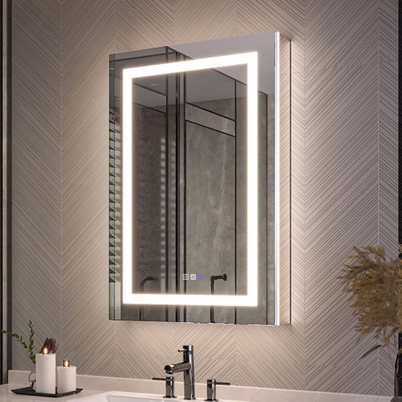Modland 24"-42W x 36"H LED Medicine Cabinet Mirror with USB Charging,5x Magnifying Mirror