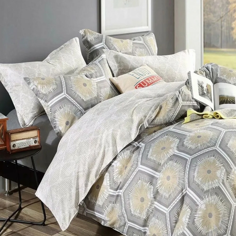 3pc California King Geometry Hexagon Bedding Set Grey Bed Bath Beyond 39982066