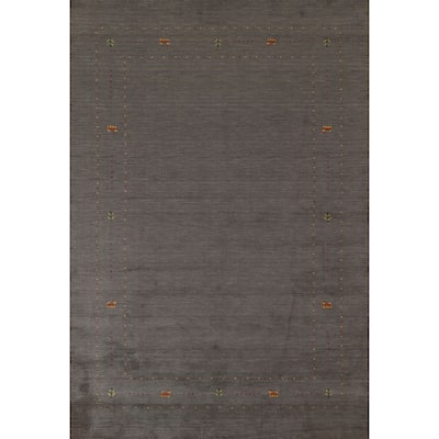 Grey Tribal Gabbeh Oriental Area Rug Handmade Wool Carpet - 6'7"x 9'9"