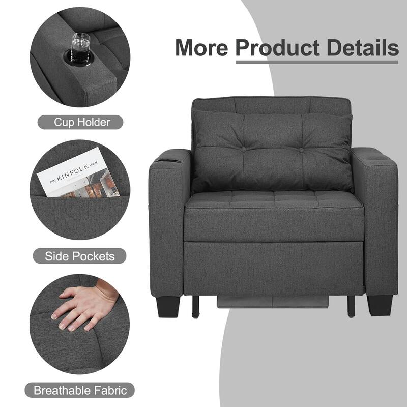 Pull Out Sofa Couch Bed Convertible Sleeper Sofa Bed with Storage Chaise, Sofa Couch