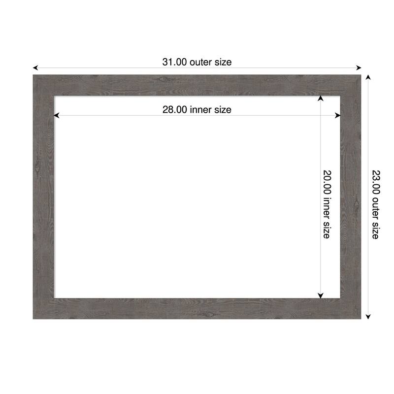 Amanti Art Rustic Plank Espresso Narrow Framed Dry Erase Magnetic Board - 31 x 23 in - Rustic Plank Grey Narrow