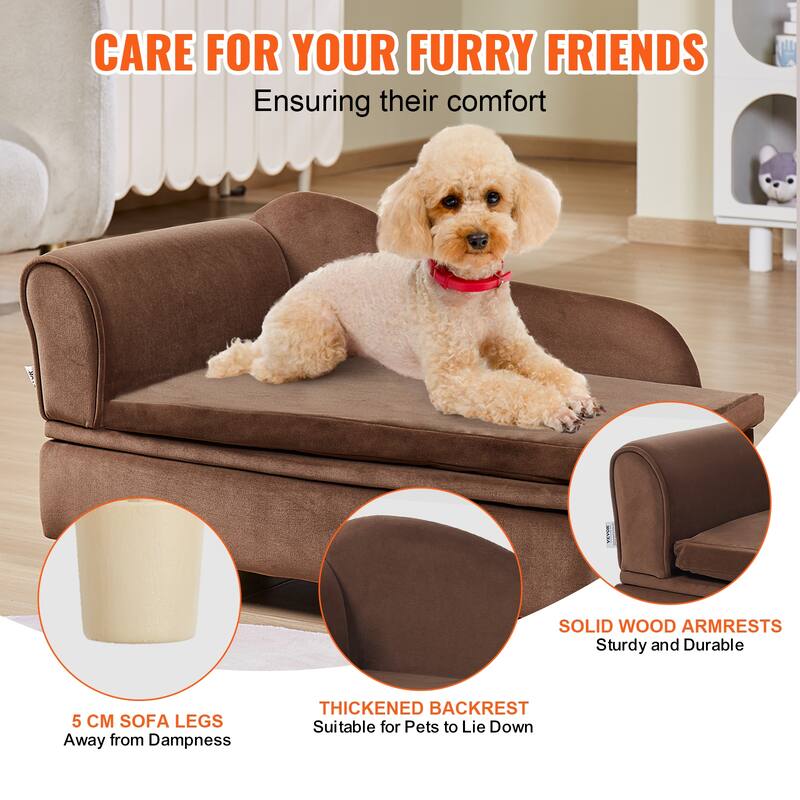 VEVOR Pet Sofa, Dog Couch for Dogs and Cats, Soft Velvety Dog Sofa Bed