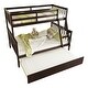 preview thumbnail 6 of 25, Twin Over Full Bunk Kids Bed Frame with Trundle, Detachable & Convertible Bed with Reversible Ladder & Guardrail, Espresso