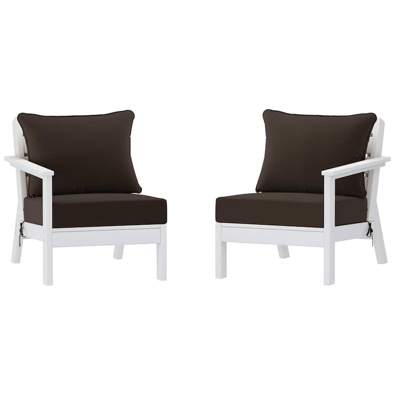 Polytrends Birchwood All Weather HDPE Outdoor Patio Deep Seating White Loveseat (2-Piece)