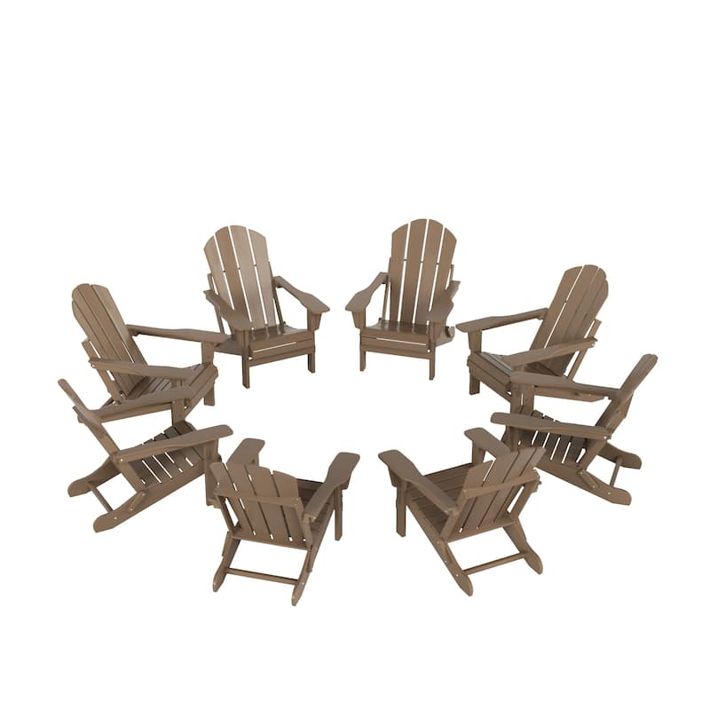 Polytrends Laguna Hdpe All Weather Outdoor Patio Foldable Adirondack Chairs (Set Of 8)