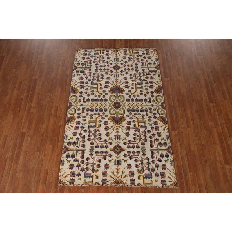 All-Over Kazak Area Rug Hand-Knotted Wool Carpet - 5'1"x 7'11"