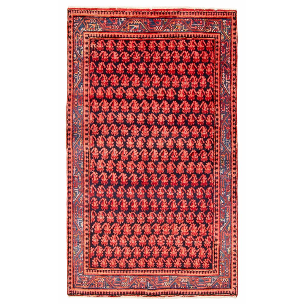 ECARPETGALLERY Hand-knotted Andelz Dark Navy Wool Rug - 4'3 x 7'3