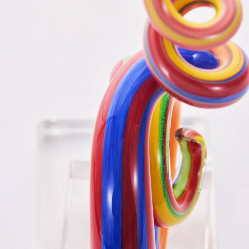 Luxury Lane Hand Blown Abstract Rainbow Swirl Art Glass Sculpture