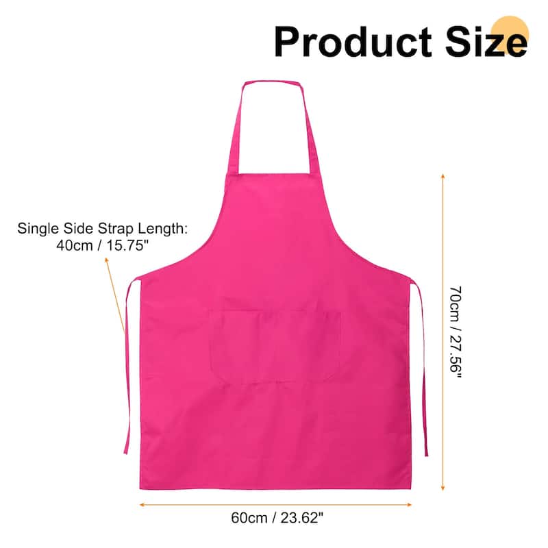 4pcs Bib Apron 70x60cm Unisex Restaurant Kitchen Cooking Aprons - 27.56" x 23.62" - Pink